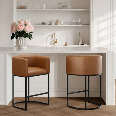 Upholstered Faux Leather Counter Stool
