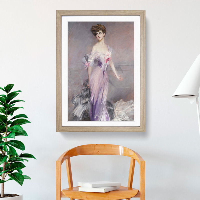 Portrait of Mrs Howard-Johnstone by Giovanni Boldini - Picture Frame Painting, 65cm H x 48cm W x 2cm D, Oak Framed