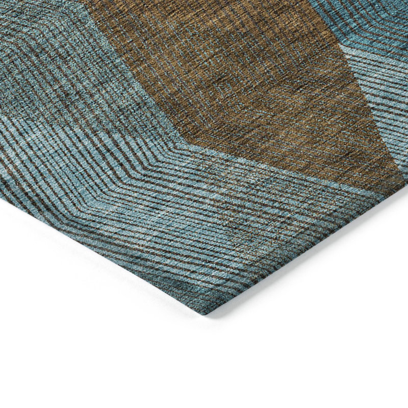 Teal Round 8 ft. Machine-Washable Synthetic Rug
