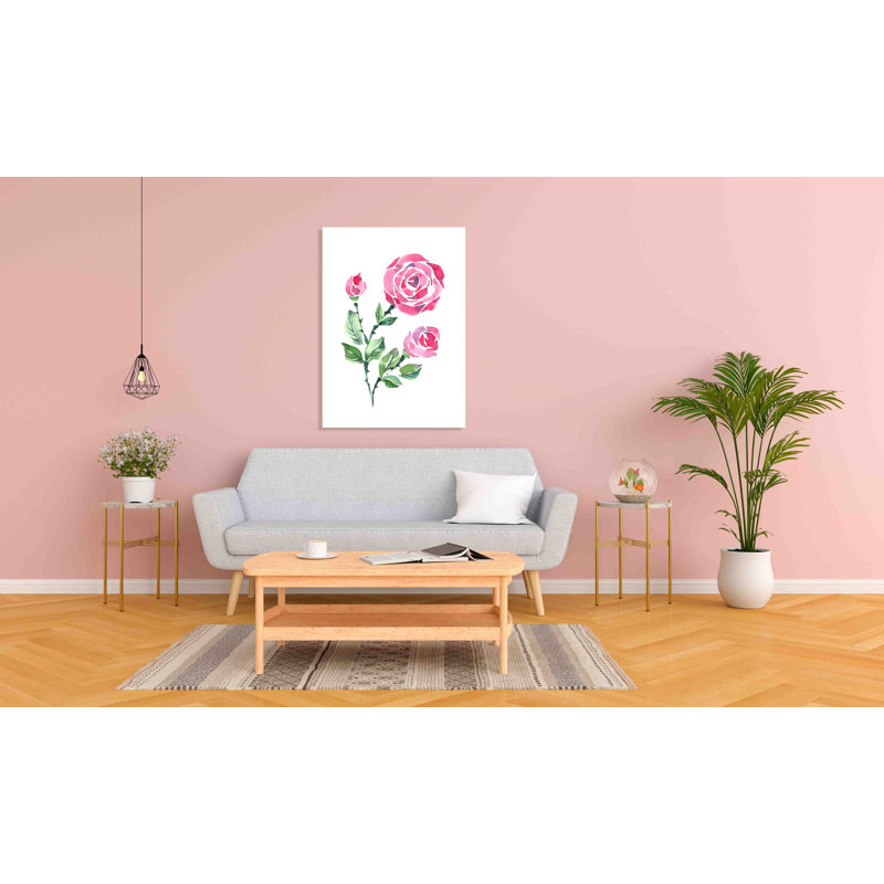 Beautiful Pink Roses On A White Background Canvas Print - Wrapped Canvas Print, 31 cm H x 41 cm W