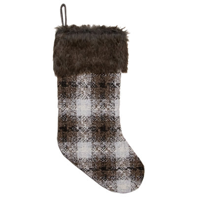 Chaussette de Noël 18 po brun et blanc Buffalo