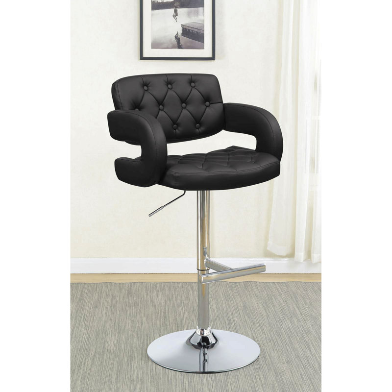 Tabouret de bar réglable noir et chrome pour la maison, Noir