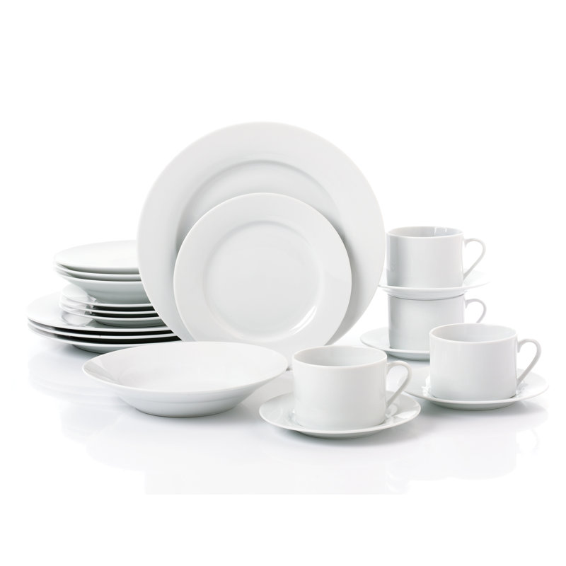 Waterside 20pc White Rim Porcelain Dinner Set