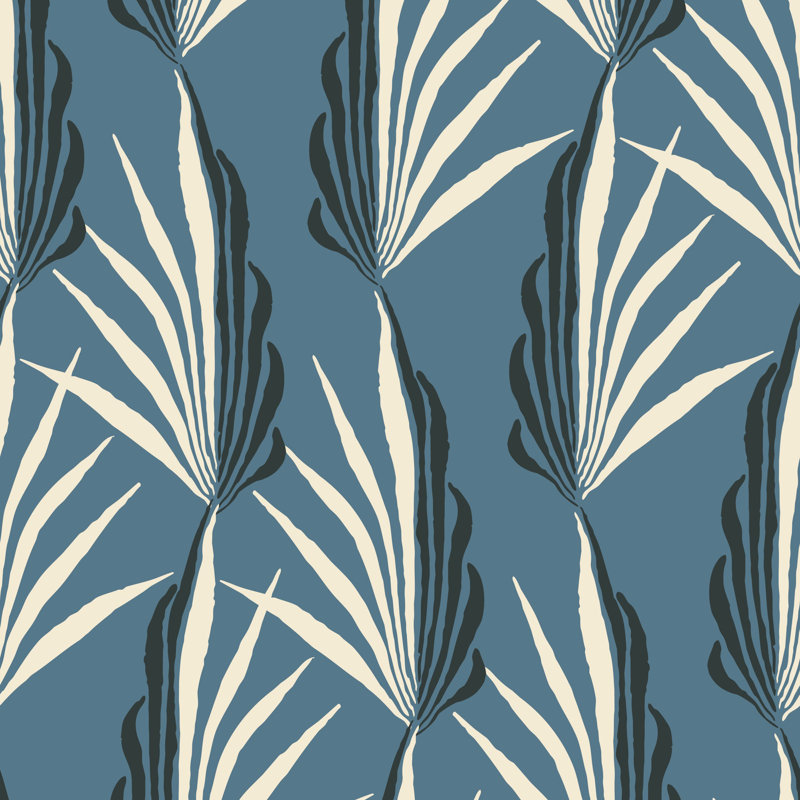 Areca Palm - Wallpaper, Blue, Non-pasted