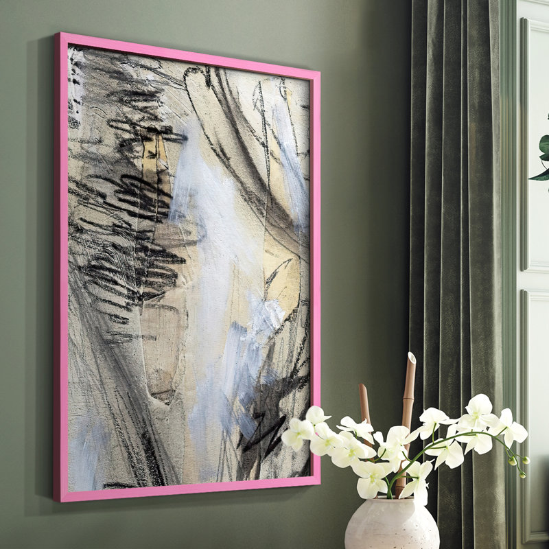 «Masked Notes VI», reproduction encadrée - bois massif, Rose, H 10 po x l 8 po
