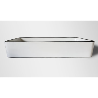 Lavabo de salle de bain vasque rectangulaire blanc en porcelaine vitreuse
