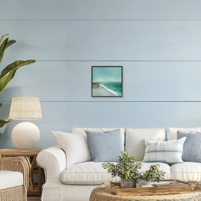 Giclée encadrée, paysage par Turquoise Horizons Coast, conception par Annabelle Hall, Giclée encadrée noir minuit