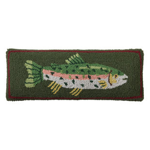 Camp Wandawega Trout Wool Hook Throw Pillow
