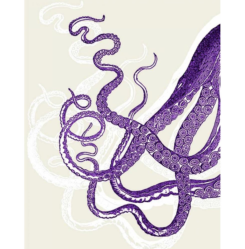 «Breakwater Bay Fab Funky», art sur toile tendue sous le titre: Octopus Tentacles - mauve et blanc, H 24 po x l 20 po