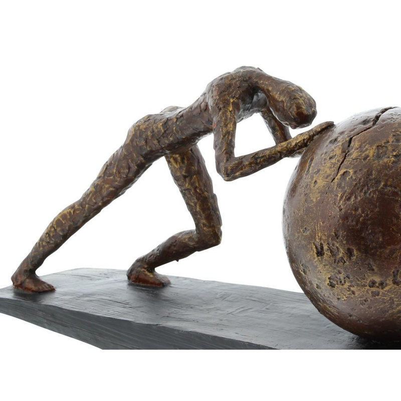Abeilles Polystone People Decorative Brown Sculpture with Ball