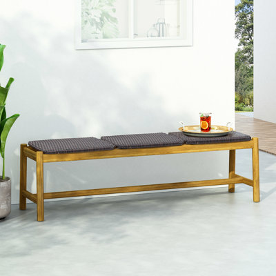 Banc d'extérieur à 3 places en bois rustique de 61,5 po Long, 16,32 po de largeur, 17,85 po de hauteur, 24 lb