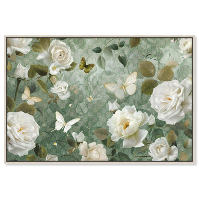 Art Remedy Elegant Glam Art Canvas, Frame, Sage Green Floral in Bloom