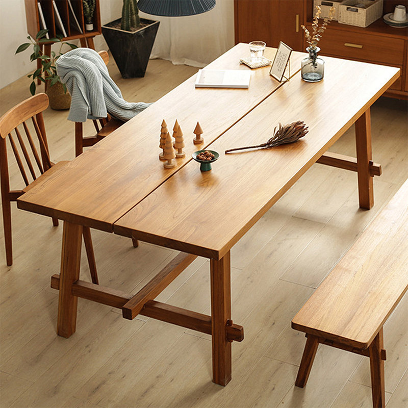 Burlywood Rectangular Solid Wood Dining Table, 29.53" H x 94.49"L x 39.37"W