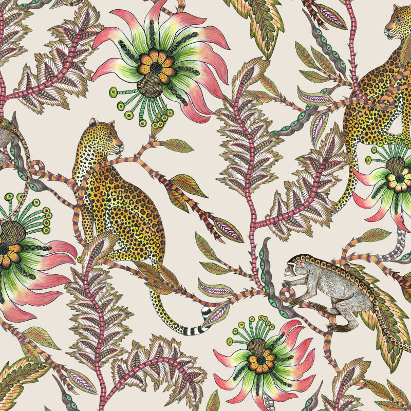 Ardmore 'Monkey Bean' Linen Fabric, Parakeet
