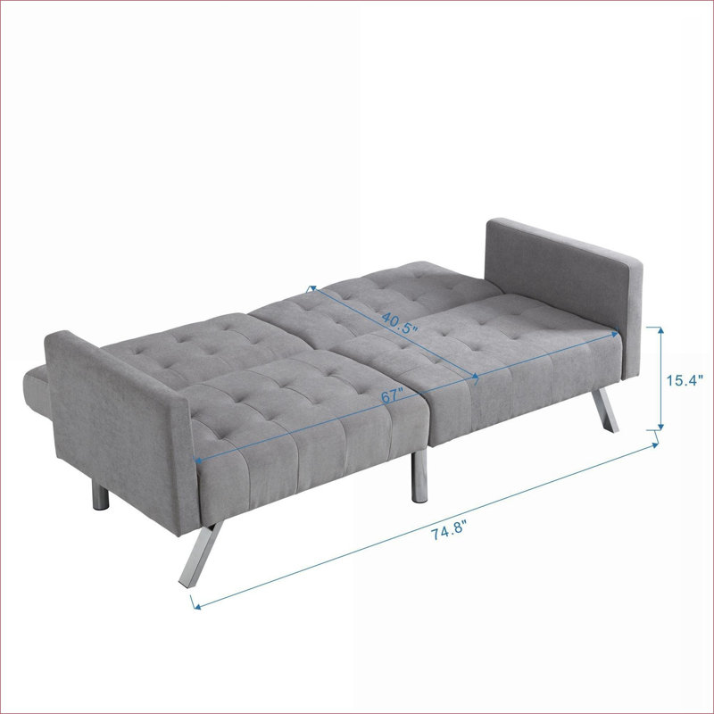 Sofas Couches | Modern Convertible Split-Back Sleeper for Apartment Living Room Dorm Office | light gray | Linen, Light Gray