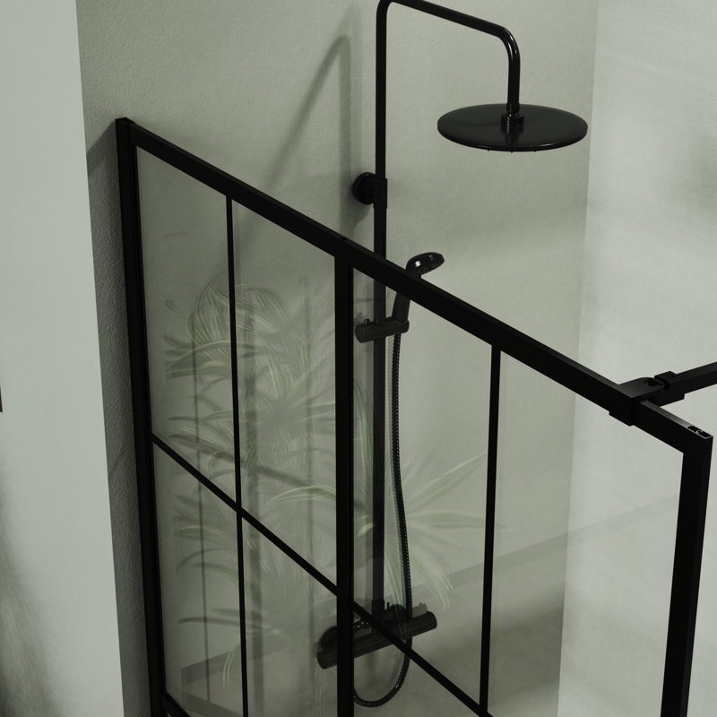 46" X 72" Black Shower Screen For Walk-In - Tempered Glass, Stable Build Black, Glass With 4 Side Chamfer