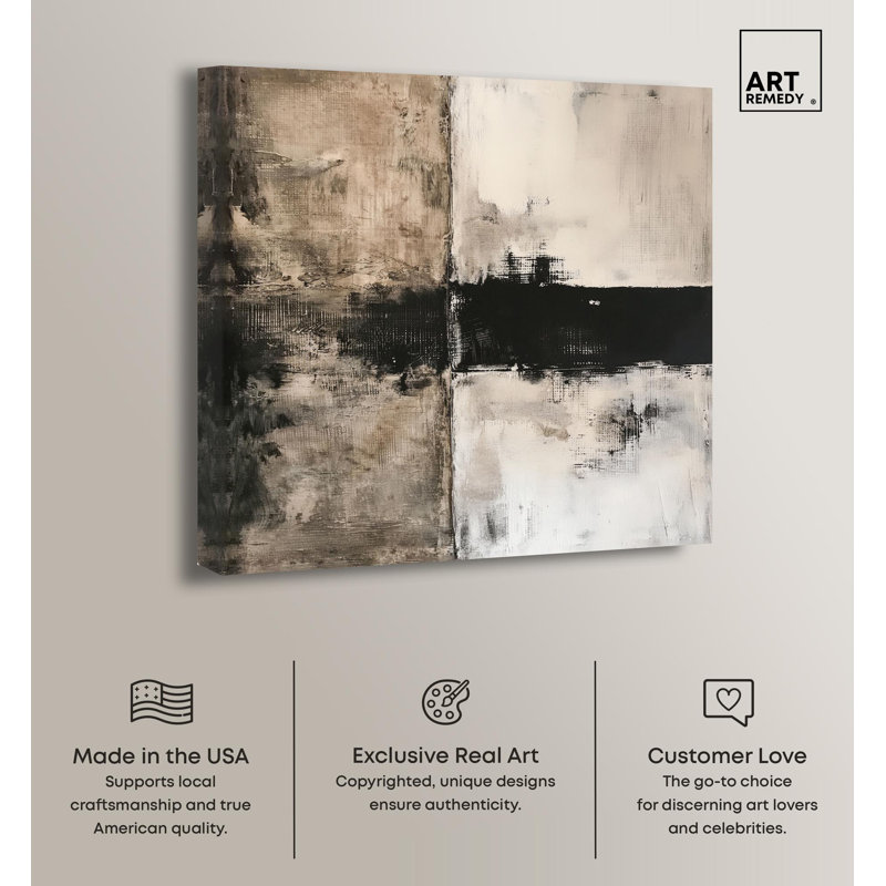 Muddy Veil Neutral Abstract Wrapped Canvas Art, 20" x 20"