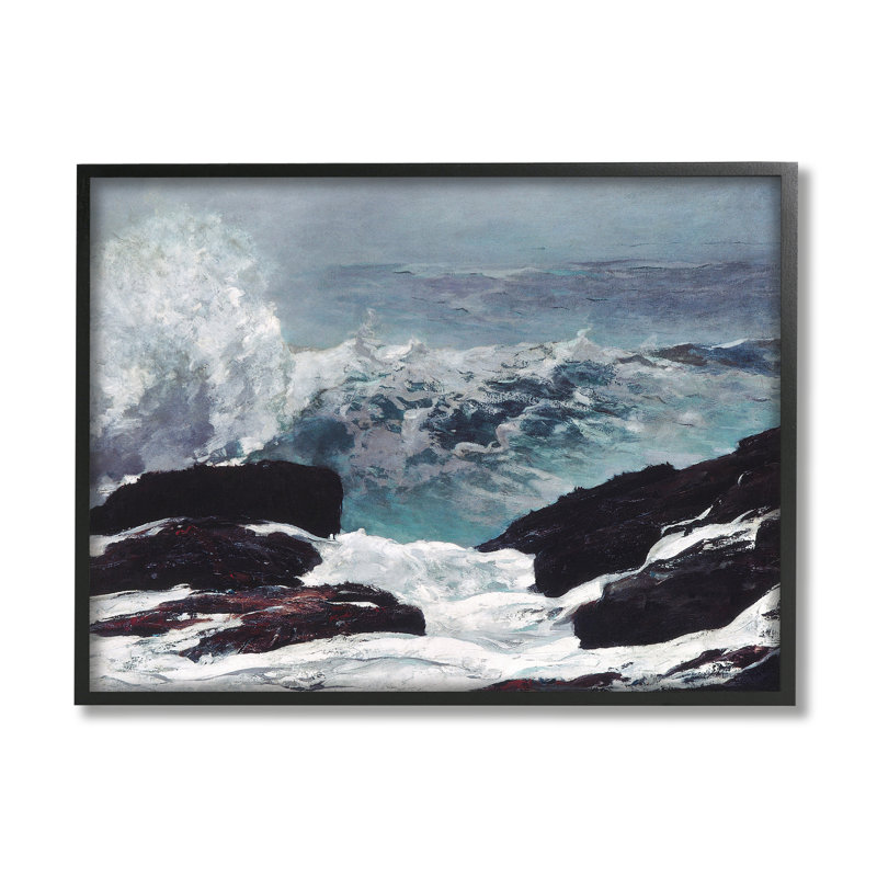 Crashing Waves, roches de l'océan, Giclée encadrée noir minuit, H 16 po x l 20 po x P 1,5 po