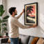 Tropical Sunset Woodcut Coastal - Framed Print-411877361-411877363