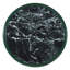 Table basse ronde, plateau en marbre, vert foncé et brun ultrabrillant
