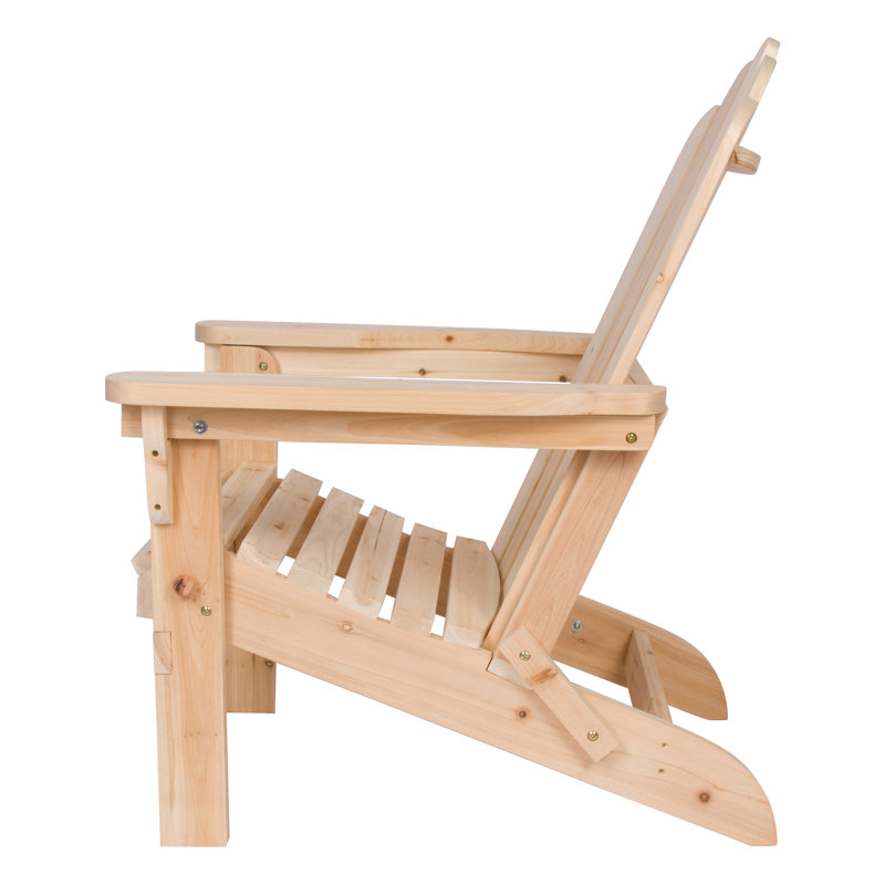 Ensemble de chaises Adirondack pliantes en bois massif avec table Candias, Naturel