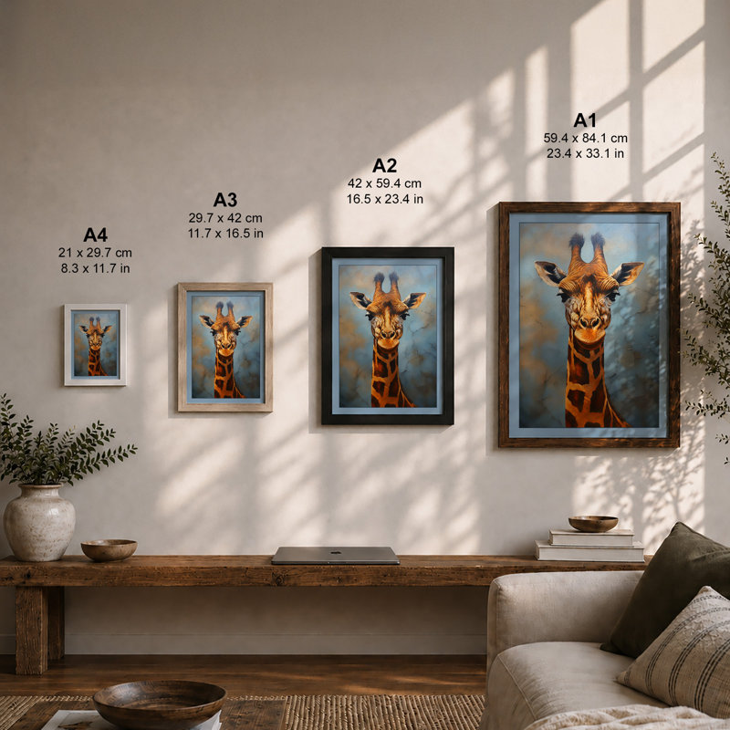 Gentle Giraffe Modern 1 Piece Single Picture Frame Wall Art, A3 - 42.0 x 29.7 cm, Walnut