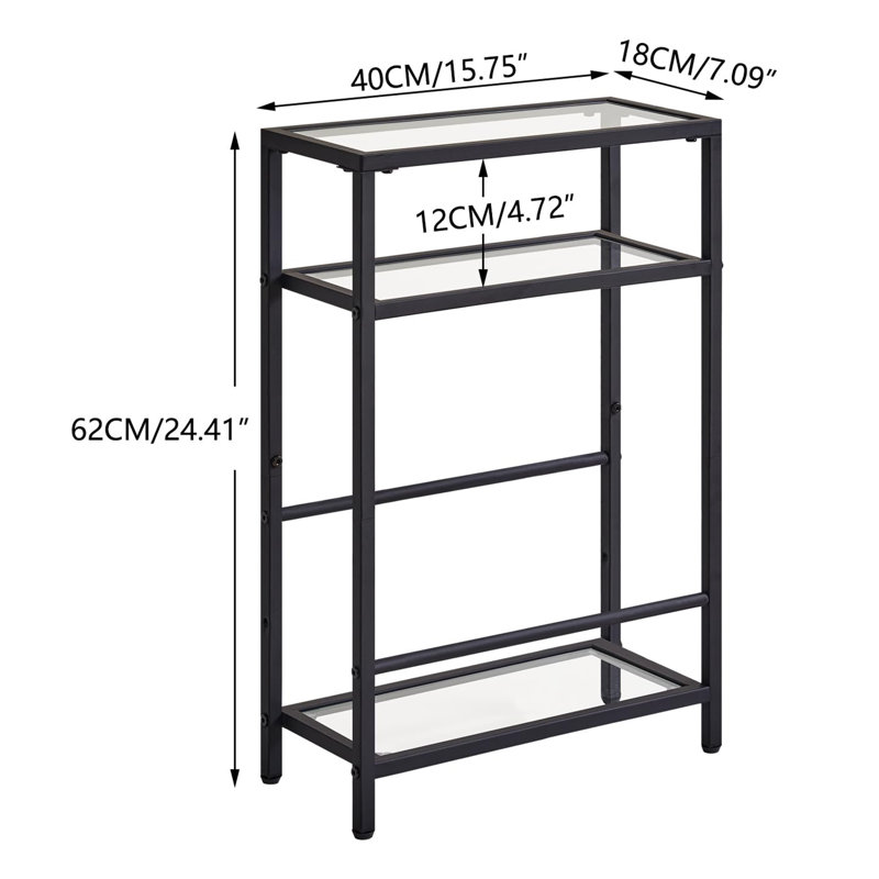 Amoz Glass Top End Table, Black