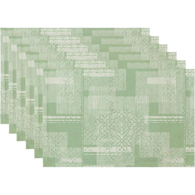 Napperons en tissu de lin, tapis de table de salle à manger Boho à rayures vertes pour la cuisine, ensemble de 6 napperons rustiques lavables
