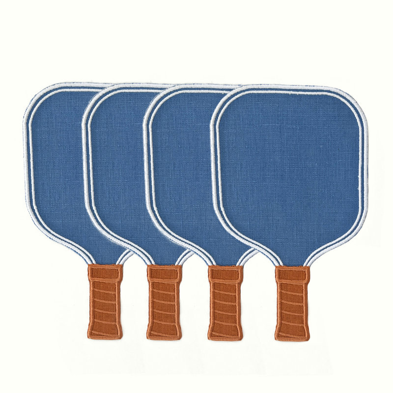 Pickleball Paddle Cocktail Napkins, Blue/Brown