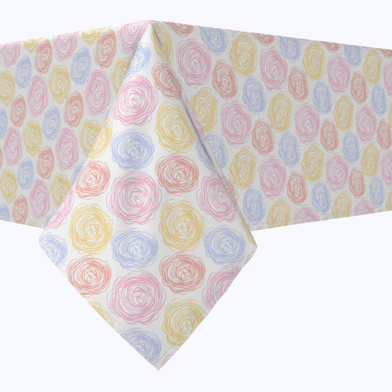 Rectangular Floral Cotton Twill Tablecloth