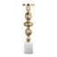 Porte-bougie Doz, base en marbre blanc, tige sphérique dorée de 19 pouces-124246089