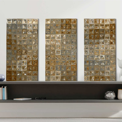 «Tile Art No.6 2013» par Mark Lawrence, ensemble de 3 reproductions d'art graphique sur toile tendue