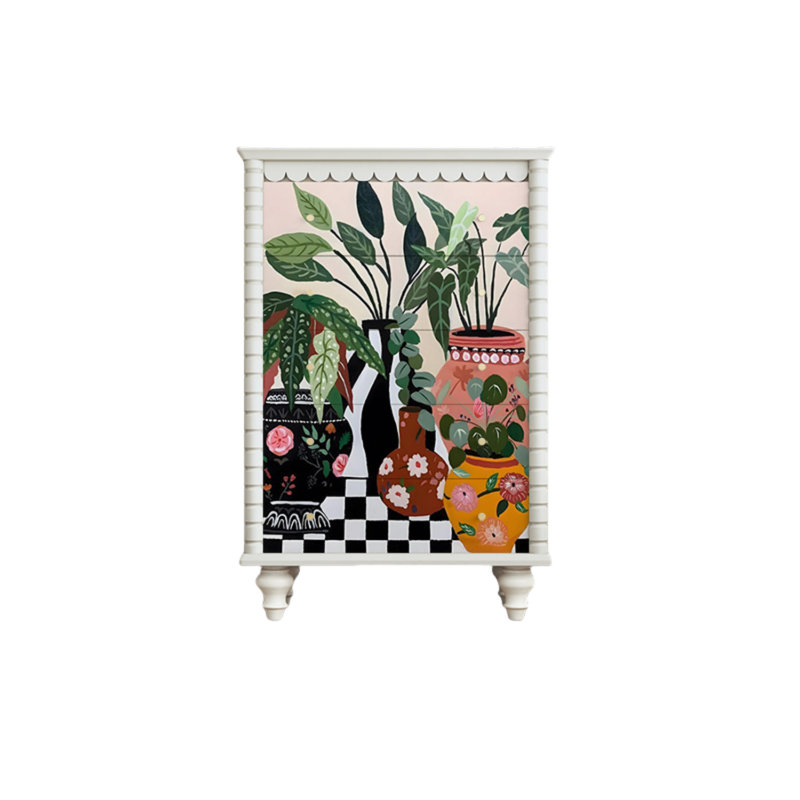 Commode décorative à cinq tiroirs Retro, Blanc
