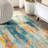 Lasley Contemporary POP Modern Abstract Vintage Waterfall Blue/Cream/Yellow Rug-987701066