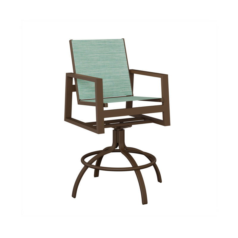 Chaise berçante pivotante en aluminium Ohlson Mesquite, Paysage marin, Veine d'aluminium et de bois mesquite