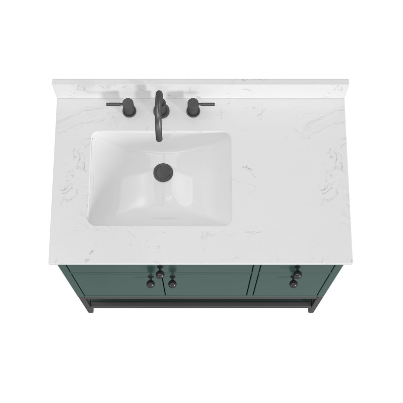 Avanity Paisley 36 in. Vanity Combo in Everglade Green finish with Cala White Engineered Top, Green