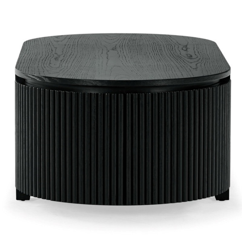 Christy Reeded Oval Coffee Table, Black
