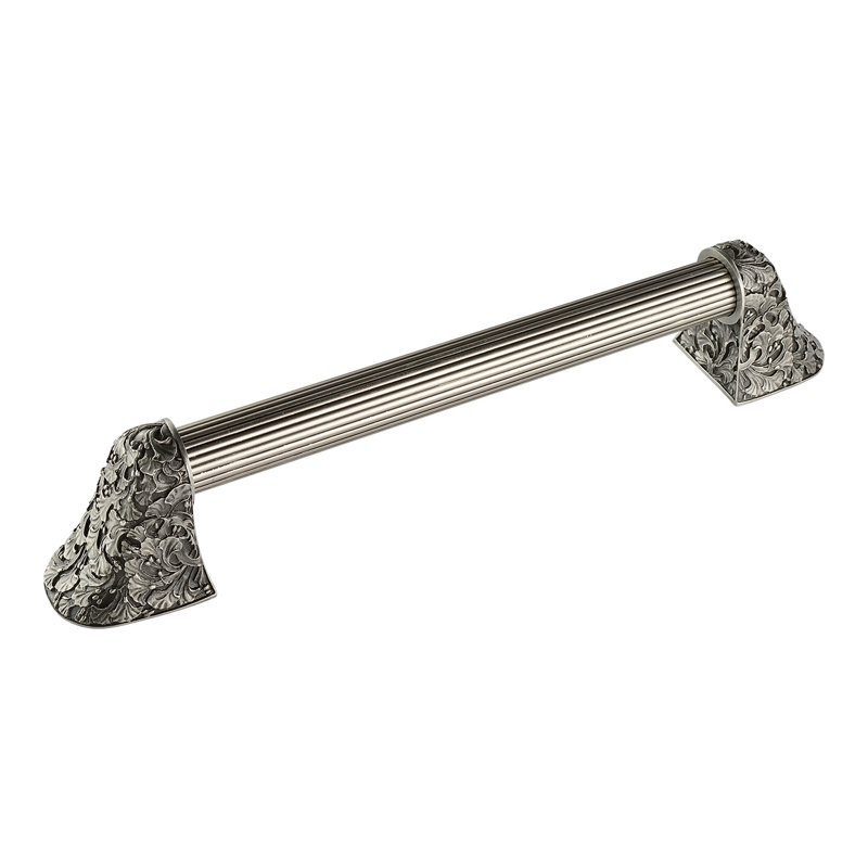 Florid Leaves 8" Center to Center Appliance Pull, Antique Pewter, 8''