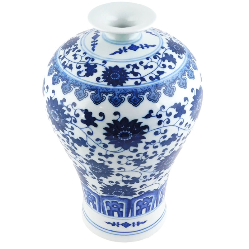 Blue and White Porcelain Ball Vase of Jingdezhen Floral Print