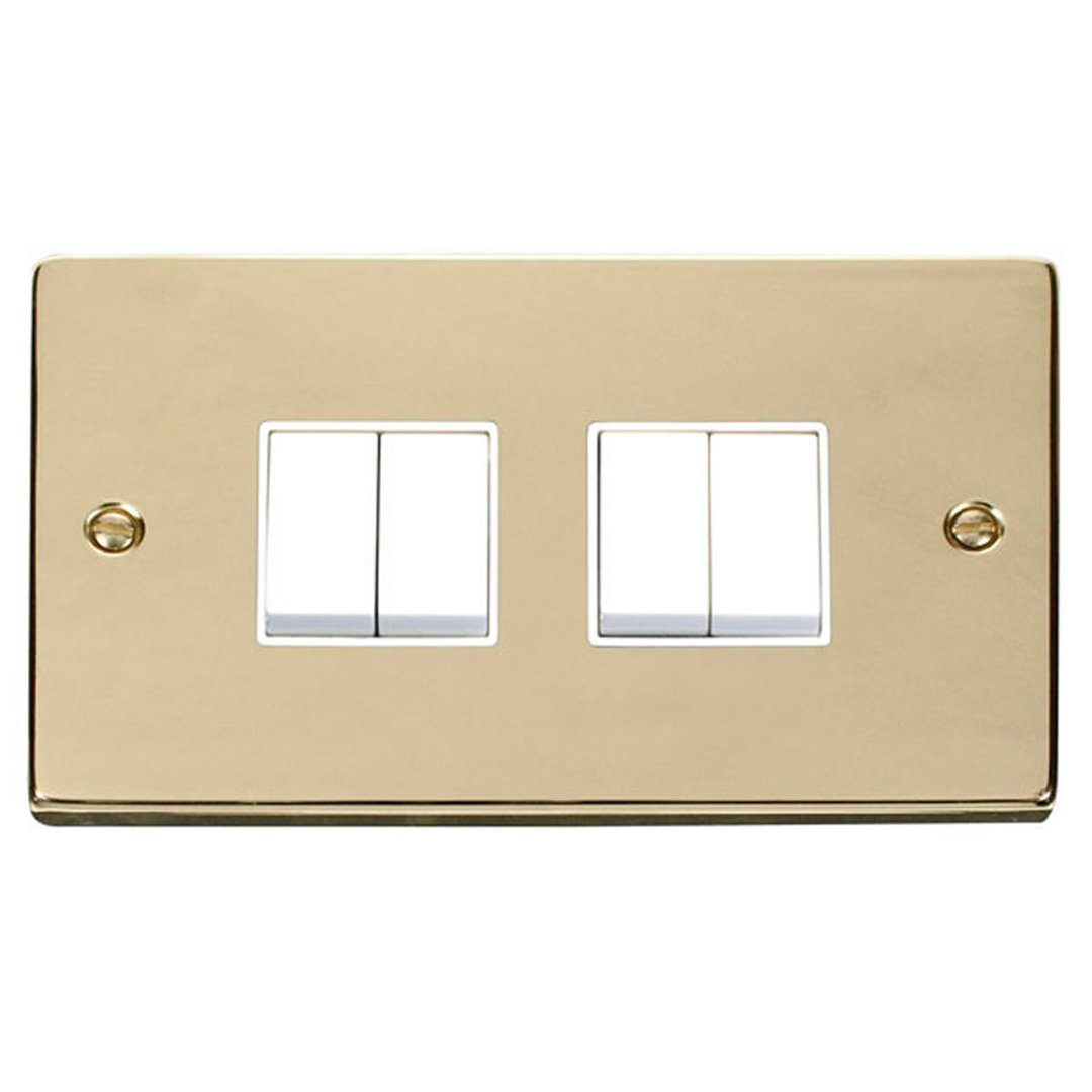 Polished Brass 10A 4 Gang 2 Way Light Switch
