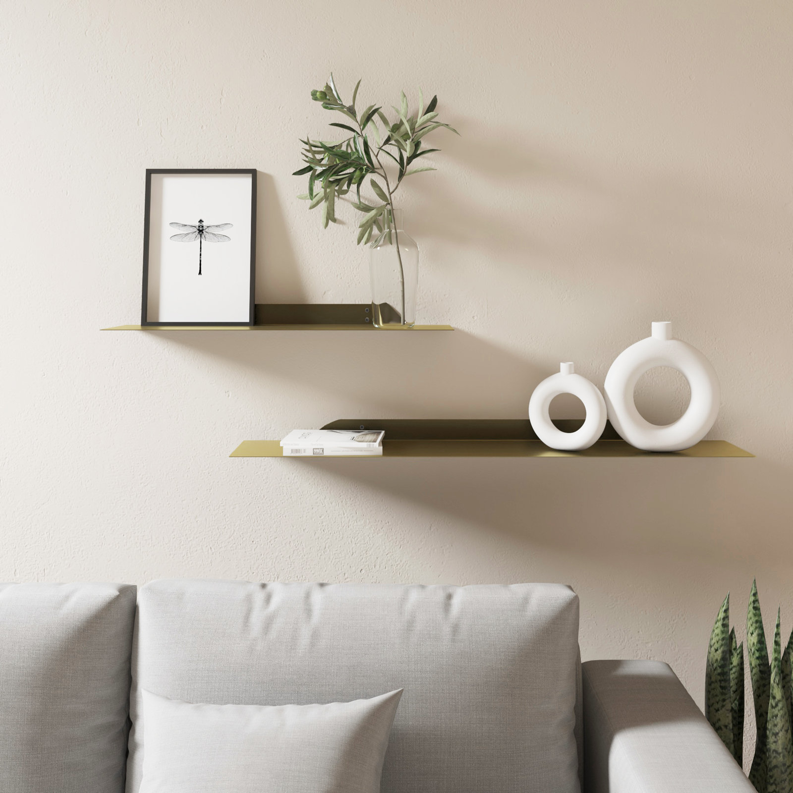 Maja Floating Shelf, 1.75" H x 24" W x 6" D, Gold