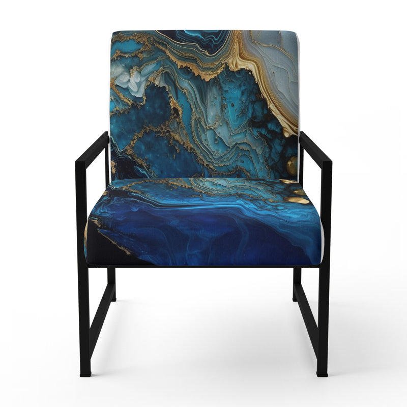 Crillon - Fauteuil d'appoint rembourré en marbre, Noir, noir, noir, noir
