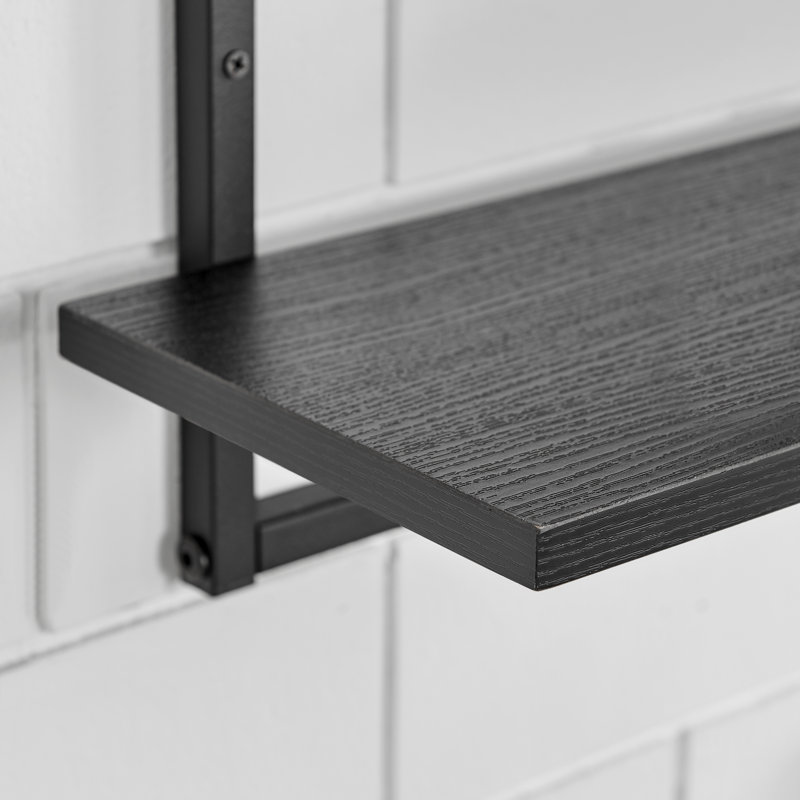 Rhodes 4 Tier Modern Floating Windowsill Wall Shelf, Black