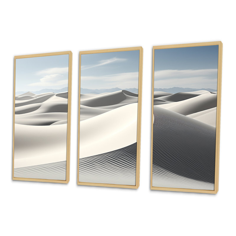 «Desert Dreams Minimalisme Embrace II», ensemble d'art mural minimalisme, Cadre naturel flottant, H 32 po x l 48 po x P 1 po