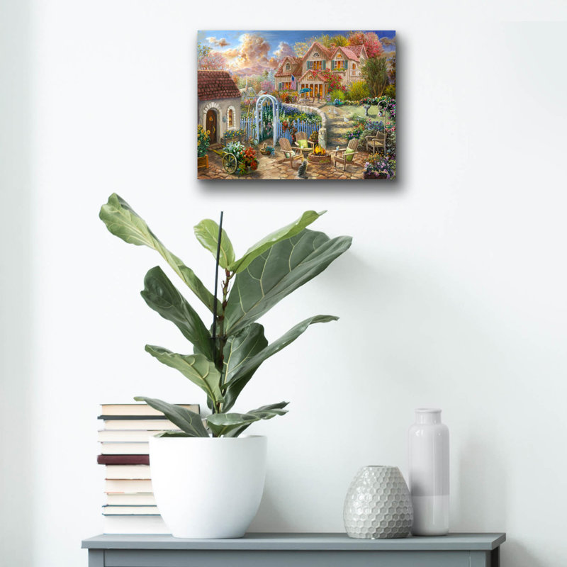  «Backyard Retreat» par Nicky Boehme, art mural en verre acrylique, 16 po x 12 po