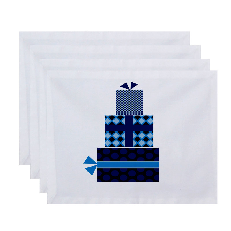 Ensemble de napperon 4 pièces Holiday Wishes, Bleu marine