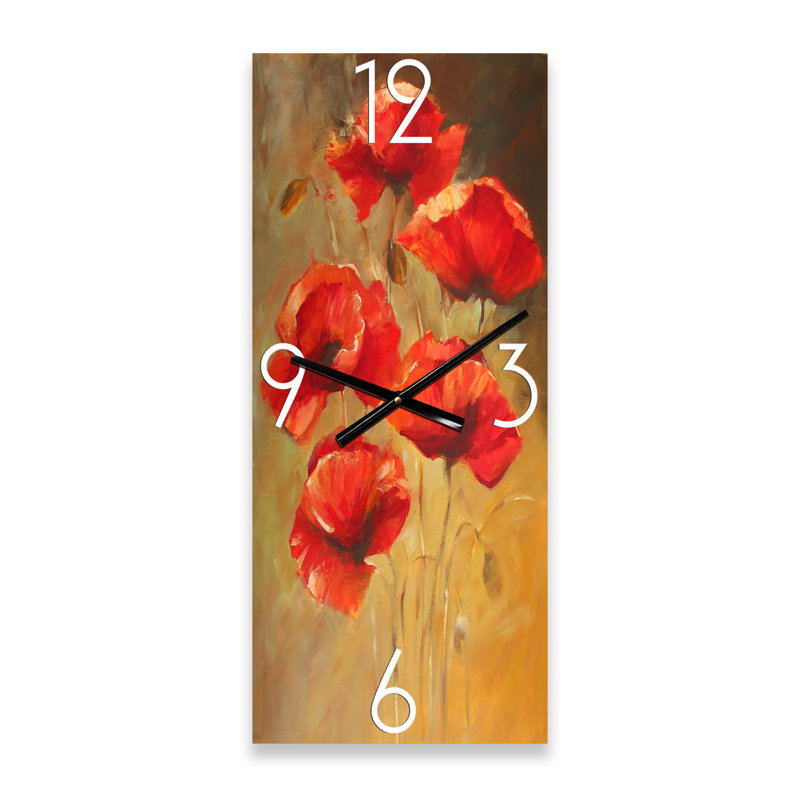 Horloge murale rétro Vintage Blooming Poppies II, Grand