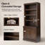 Bibliothèque Connie de style transitionnel, 198 cm (78 po) de hauteur, en bois massif, avec étagères ouvertes réglables et armoire de rangement.-590046346