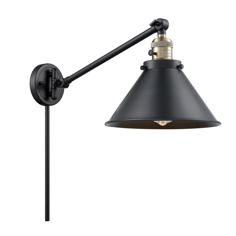 Lampe à bras pivotant à 1 lumière à intensité variable Paylor, Noir mat, Noir mat, Incandescent