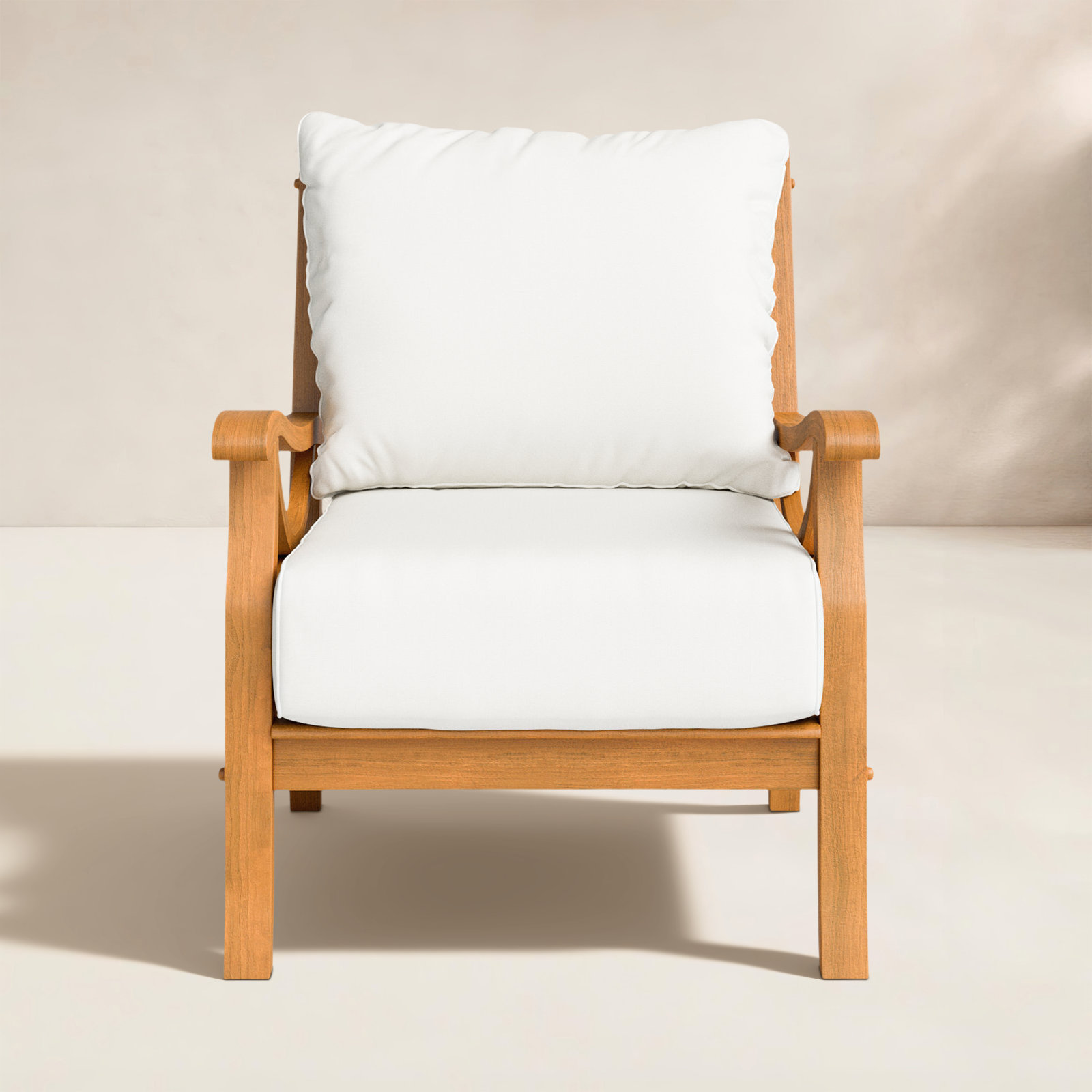 Brunswick Teak Patio Chair with Cushions, Vellum Sunbrella Canvas®, Natural